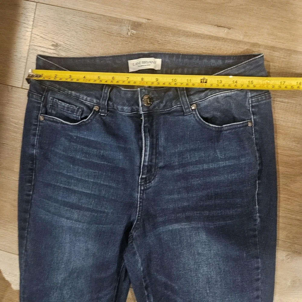 Lane Bryant Jeans Womens 14 Blue Mid Rise‎ Super Stretch Skinny Lace Hem Ankle